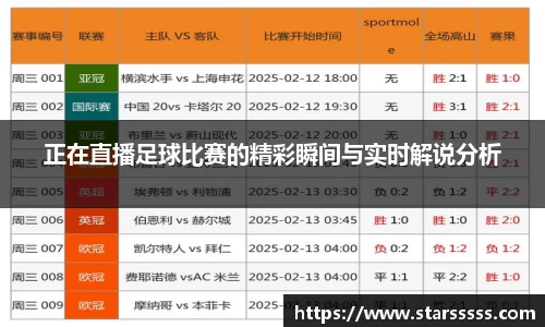 正在直播足球比赛的精彩瞬间与实时解说分析