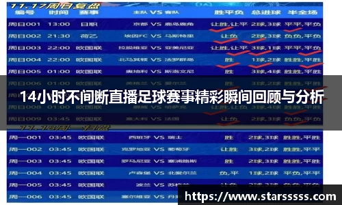 14小时不间断直播足球赛事精彩瞬间回顾与分析